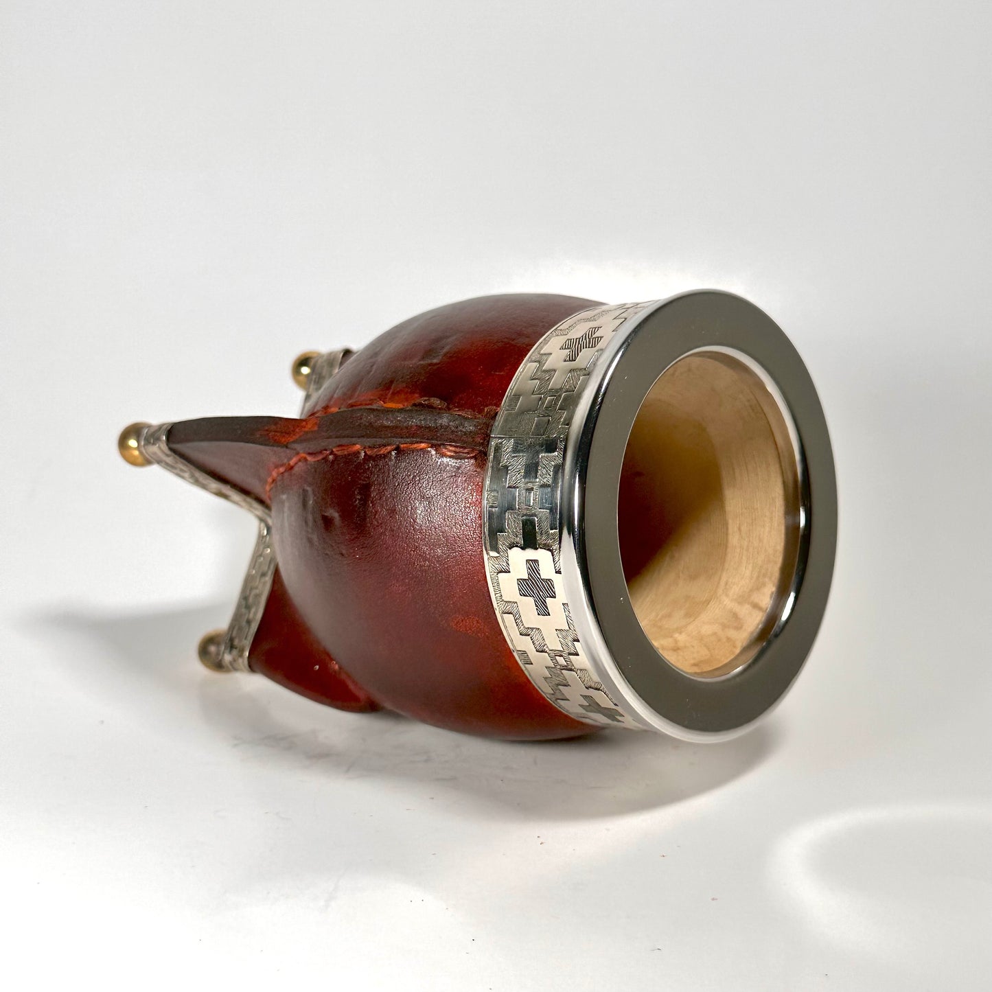 Mate Cup Argentino Imperial Con Base-Colorado Liso.(With Straw)