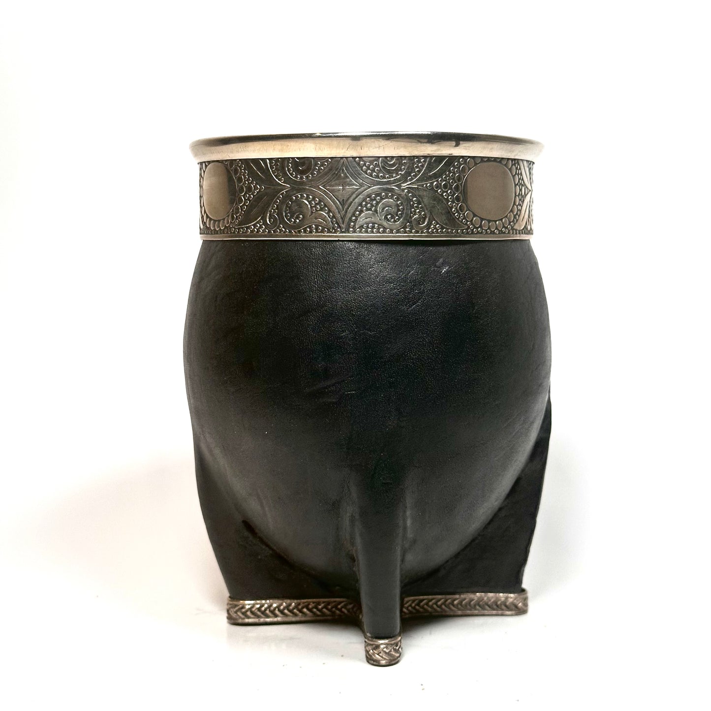 Mate Cup Argentino Imperial Con Base sin bolitas Black. (With Straw)