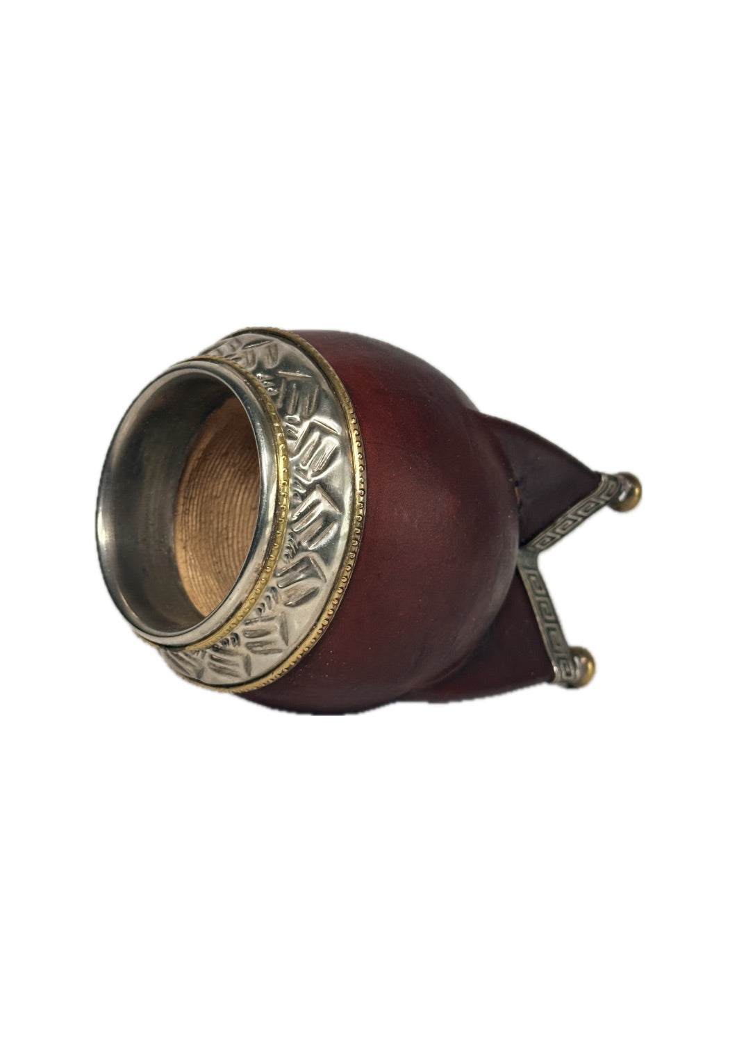 Mate Cup Argentino Torpedo con fleje de bronce y base.(With Straw)