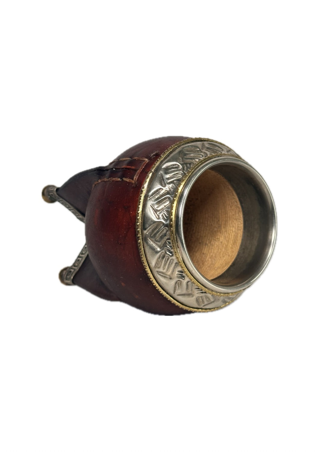 Mate Cup Argentino Torpedo con fleje de bronce y base.(With Straw)