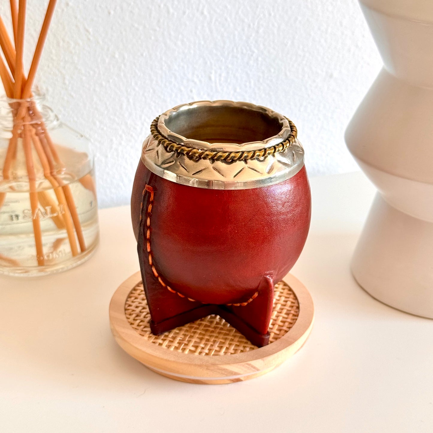 Mate Cup Argentino Torpedo sin base-con fleje de Bronce. (With Straw)