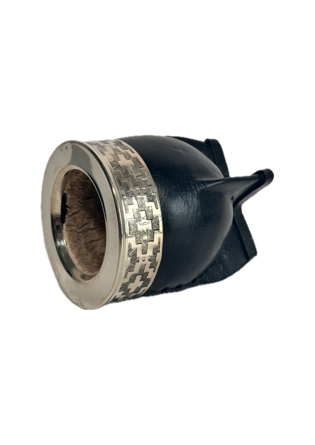 Mate Cup Argentino Imperial Negro Liso sin base.(With Straw)