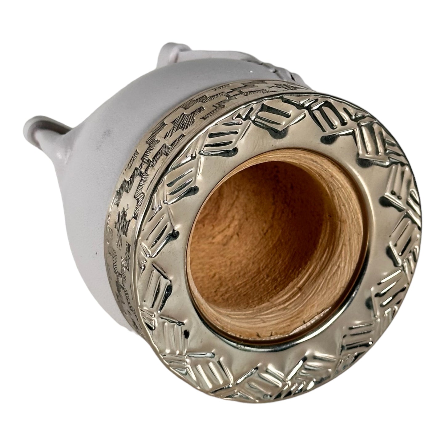 Mate Cup Argentino Imperial White. (With Straw)