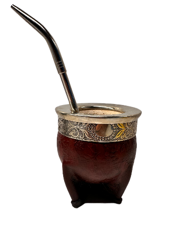 Mate Cup Argentino Imperial Floreado sin base.(With Straw)
