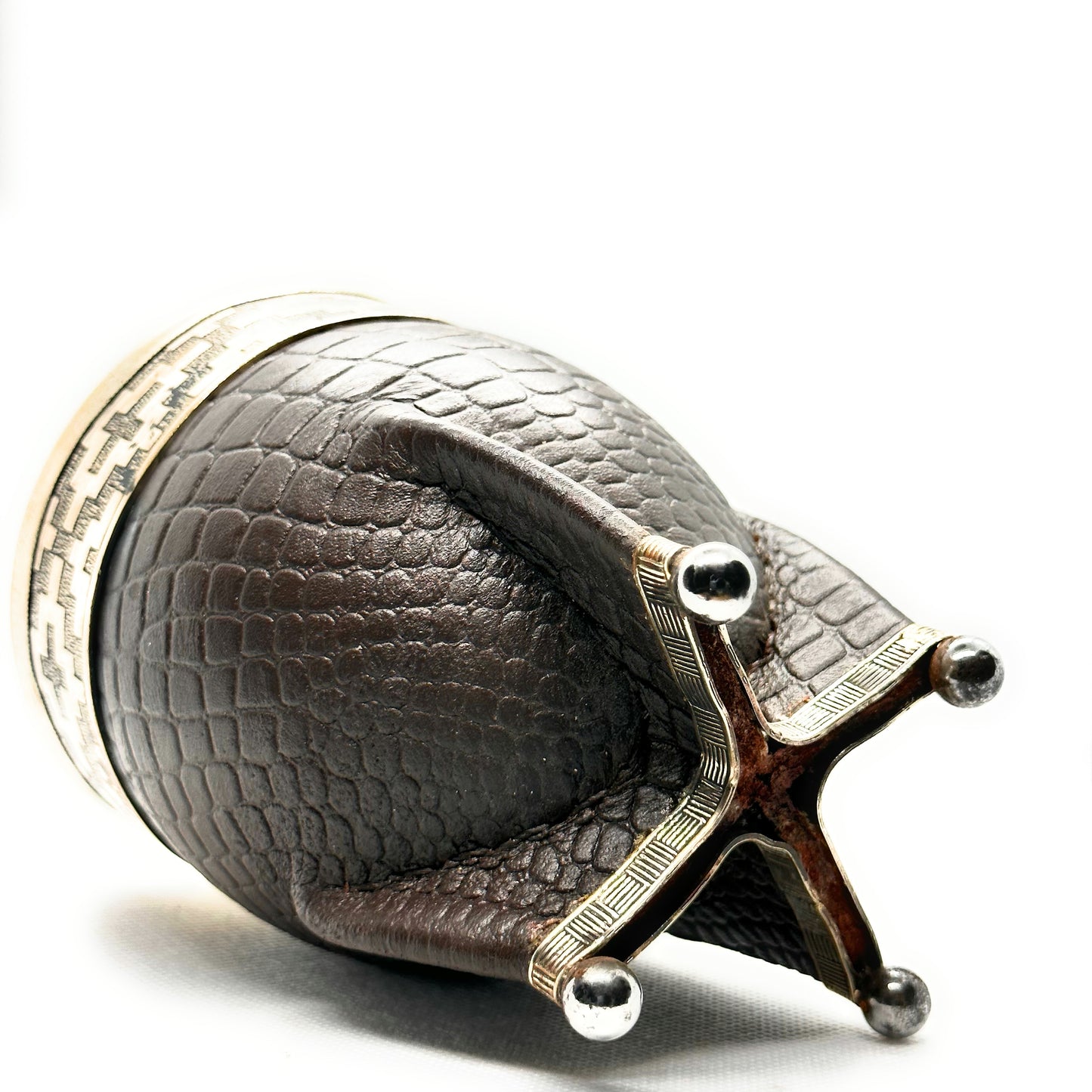 Mate Cup Argentino Imperial Con Base Croco chocolate.(With Straw)