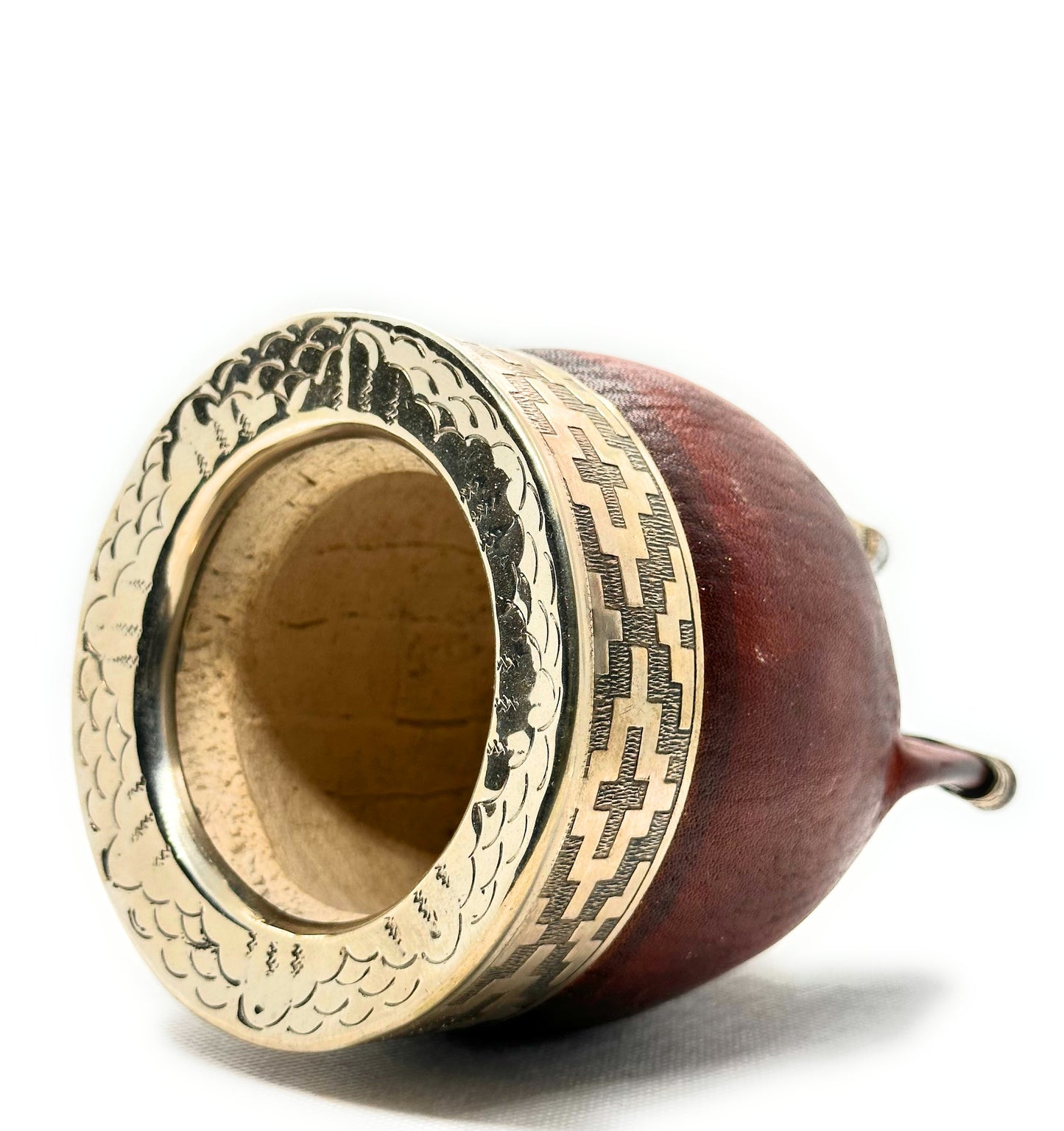 Mate Cup Argentino Imperial Con Base-Colorado Liso.(With Straw)
