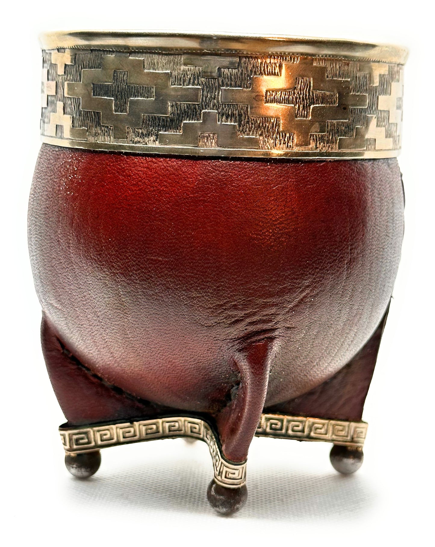 Mate Cup Argentino Imperial Con Base-Colorado Liso.(With Straw)